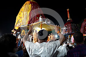 1st July 2022, Kolkata, West Bengal, India. Devotes Celebrating in Kolkata Iskcon Rath Yatra