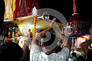 1st July 2022, Kolkata, West Bengal, India. Devotes at kolkata rath Yatra