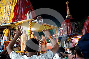 1st July 2022, Kolkata, West Bengal, India. Devotes showing gratitudes during kolkata rath yatra