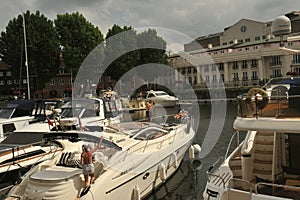 St Katharine Docks is a former dock and now a mixed-used rich district in Central London
