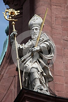 St. Kilian on the Facade of Neumunster Collegiate Church in Wurzburg