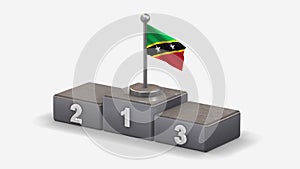 St. Kitts And Nevis 3D waving flag illustration on winner podium.