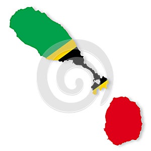 St Kitts and Nevis flag map with clipping path 3d illustration