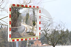 St. Krystof in street mirror