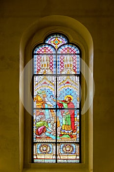 Stein Glass  of St. Laszlo Church  Budapest photo