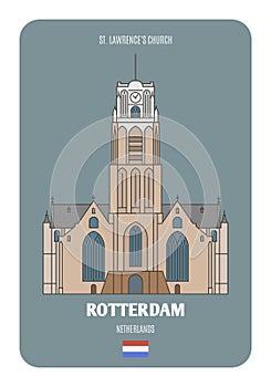St. Lawrence Church in Rotterdam, Netherlands. Architectural symbols of European cities