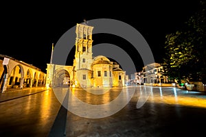 The St Lazarus church at night. Larnaca, Cyprus photo