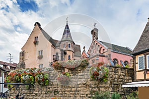 Main square in Eguisheim, Alsace, France