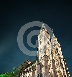 St Lorenz Church at night, Nuremberg, Germany