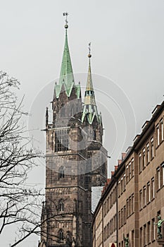 St. Lorenz Church (St. Lorenz Kirche) in historical Nuremberg town. Nuremberg, Bavaria, Germany