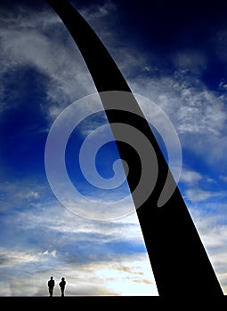 St. Louis Arch with Silhouette of People