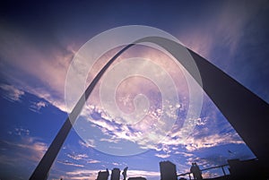 St. Louis Arch at Sunset with Eads Bridge, MO photo