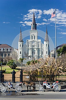 St. Louis Cathedral and Jackson Square in French Quarter, New Orleans, Louisiana