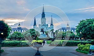 St. Louis Cathedral and Jackson Square, New Orleans, LA