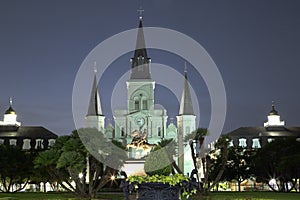 St Louis Cathedral night view city New Orleans USA