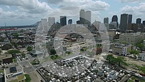 St. Louis Cemetery No 1 in New Orleans. Cityscape, Louisiana. City Skyline in Background VIII