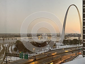 St. Louis Gateway Arch in winter time.