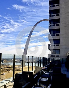 St. Louis Missouri arch view from hotel roof