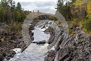 The St. Louis River and rapids at Jay Cooke State Park in Minnesota in autumn