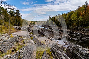 The St. Louis River and rapids at Jay Cooke State Park in Minnesota in autumn