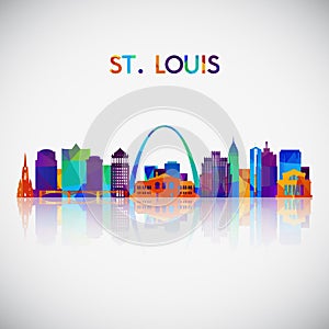 St.Louis skyline silhouette in colorful geometric style.