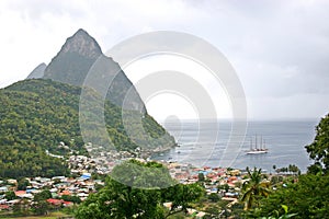 St. Lucia Pitons & Ship