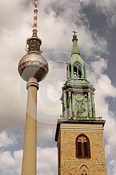 St. Marienkirche Berlin or St. Mary`s Church, Berlin Television tower