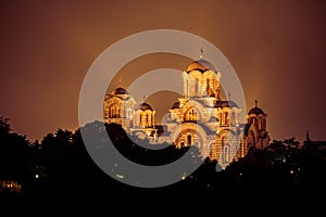 St. Mark Church at night. Belgrade, Serbia