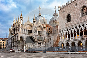 St. Mark`s basilica Basilica di San Marco and Doges palace in Venice, Italy