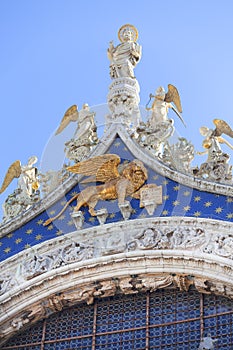 St Mark`s Basilica Basilica di San Marco, Lion of Venice , Venice, Italy