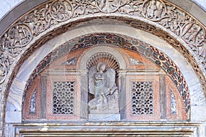 St Mark`s Basilica Basilica di San Marco, mosaic on facade, Venice, Italy