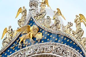 St MarkÃ¢â¬â¢s Basilica, detail of rooftop, Venice, Italy. Famous Saint MarkÃ¢â¬â¢s cathedral is top tourist attraction of Venice