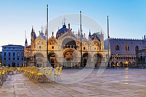 St. Mark`s Basilica in Venice. Piazza San Marco