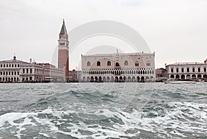 St Mark`s Campanile and Doge`s Palace, Venice, Italy