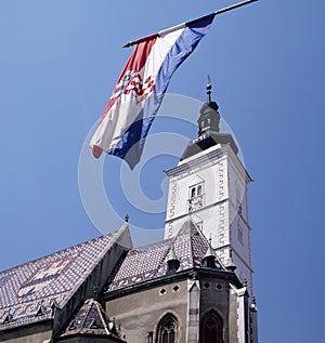 St. Mark\'s Church and the Croatian national flag