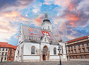 St. Mark's Church at St. Mark's Square, Zagreb. Croatia