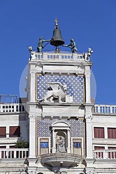 St Mark`s Clock tower Torre dell`Orologio on Piazza San Marco,Venice, Italy