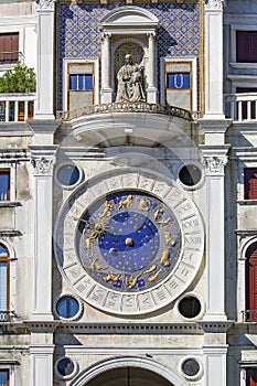St Mark`s Clock Tower - Piazza San Marco in Venice. Venice Veneto Italy
