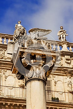 St. Mark's Lion in front of Palazzo Maffei, Verona