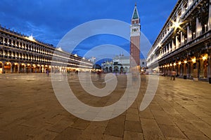 St Mark's Square (Piazza San Marco) at night in Venice, Italy