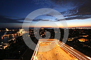 St Mark's Square (Piazza San Marco) at night in Venice, Italy