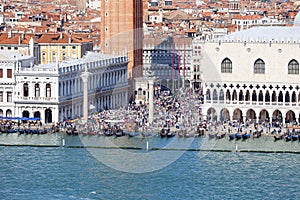 St. Mark`s Square Piazza San Marco, Piazzetta, crowd of tourists, Venice, Italy