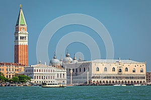 St. Mark's Square from San Giorgio Maggiore island and Grand canal, Venice