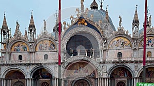 St. Mark's square, St. Mark's basilica and Doge's palace during carnival, Venice, Italy, Europe February 10