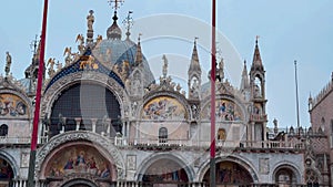 St. Mark's square, St. Mark's basilica and Doge's palace during carnival, Venice, Italy, Europe February 10