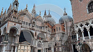 St. Mark's square, St. Mark's basilica and Doge's palace during carnival, Venice, Italy, Europe February 10