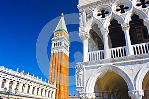 St Marks Campanile, Italian Campanile di San Marco, the bell tower of St Mark\'s Basilica in Venice, Italy