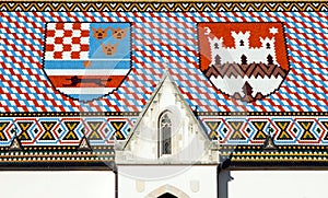 St. Marks church in Zagreb, Croatia, historic coat of ams of Croatia