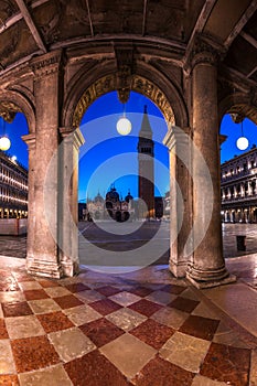 St. Marks Square Through the Arches of the Museo Correr in Venice, Italy