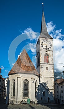 St.Martin Church in Chur, the oldest town of Switzerland